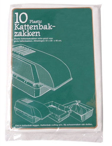MERKLOOS Plastic kattenbakzak Set 10 voor extra grote kattenbakken - Transparant - 51x20x46 cm