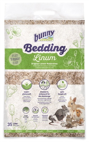 BUNNY NATURE Bunnybedding Linum Vlasvezel 14 dagen droog - Stopt ammoniakgeur - 100% natuurlijk | 35 L